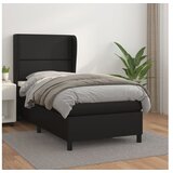  Box spring postelja z vzmetnico črn 100x200 cm umetno usnje | Shoptok.si