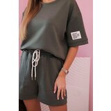 Kesi Włoski Women's butter set with high-waisted shorts khaki | Shoptok.si