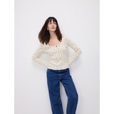 Reserved Pamučna majica dugih rukava - krem | shoptok.hr
