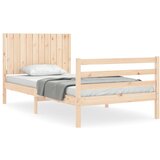 The Living Store Posteljni okvir z vzglavjem 100x200 cm trden les - Posteljni Okvir, (21526023) | Shoptok.si