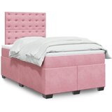 vidaXL Box spring postelja z vzmetnico roza 120x190 cm žamet | Shoptok.si