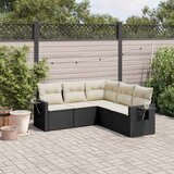 Maison Chic Seti vrtnega pohištva - Vrtna garnitura - Vrtni pohištvo set 5-delna z blazinami črn poli ratan, (21820158) | Shoptok.si