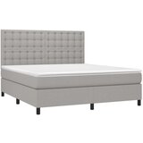  Box spring postelja z vzmetnico LED sv. siva 180x200 cm blago, (20788848) | Shoptok.si