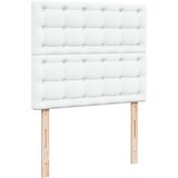 vidaXL Otomanski posteljni okvir z vzmetnico bel 120x190 cm um. usnje | Shoptok.si