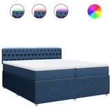 vidaXL Box spring postelja z vzmetnico modra 200x200 cm blago, (21308622) | Shoptok.si