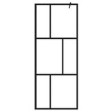 Pregrada za tuš s policom crna 80 x 195 cm s mutnim staklom ESG | shoptok.hr
