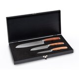 Klarstein Kishiko, set noževa, damast čelik, 3-dijelne, izuzetno oštre, ružičaste drvene drške | shoptok.hr