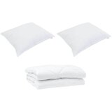 vidaXL Odeja z blazino 3 pcs Bela Mikrofibra, (5000065006) | Shoptok.si