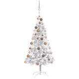vidaXL umjetno božićno drvce LED s kuglicama srebrno 150 cm PET | shoptok.hr