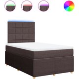 vidaXL Box spring postelja z vzmetnico temno rjav 120x200 cm blago, (21306105) Cene