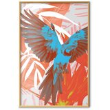  Plakat - Exotic Wings - parrot among abstract leaf patterns 21x30 Zlatni okvir | shoptok.hr