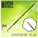 Green Stuff World flat synthetic brush - size #1 - green serie Cene