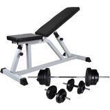 vidaXL Vadbena klop s kompletom uteži in palic 60,5 kg Cene