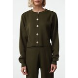 Trendyol Khaki Crop Cardigan-Pants Knitwear Bottom-Top Set | Shoptok.si