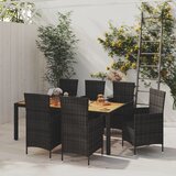  7-dijelni vrtni blagovaonski set od poliratana s jastucima crni | shoptok.hr