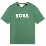 Boss Otroška bombažna kratka majica zelena barva