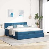 vidaXL otomanski krevet s madracem&LED tamnoplavi 180x200cm baršunasti | shoptok.hr