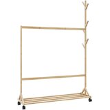  Stalak za odjeću s kukama i kotačima 100x35x157 cm bambus | shoptok.hr
