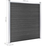 vidaXL set panela za ogradu WPC 1045 x 186 cm crni | shoptok.hr