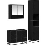 vidaXL Komplet pohištva za kopalnico s predalom 3 pcs Črni hrast | Shoptok.si