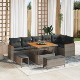vidaXL 9-dijelni set vrtnih kauča s jastučićima siva poli ratan acacia | shoptok.hr