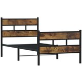 vidaXL Kovinski posteljni okvir brez vzmetnice dimljen hrast 100x190cm | Shoptok.si