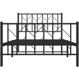 Metalni okvir kreveta uzglavlje i podnožje crni 100x190 cm | shoptok.hr