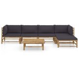 Maison Chic Seti vrtnega pohištva - Vrtna garnitura - Vrtni pohištvo set s temno sivimi blazinami 6-delna bambus, (21797344) | Shoptok.si