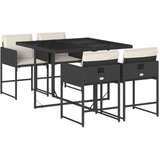 vidaXL 5-dijelni vrtni blagovaonski set s jastucima od poliratana crni | shoptok.hr
