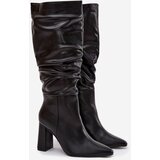 Boto Insulated women's boots with heel with ruching Black Dariane Cijene