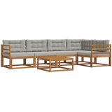  Set vanjskih sofa s jastukom 6 pcs Prirodna i svjetlosiva | shoptok.hr