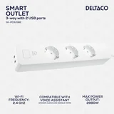 SMART HOME Podaljšek, WiFi 2.4GHz, 3xCEE 7/3, 2xUSB-A, 13A, 220-240V, 1.5m, BELO