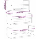  Set zidnih polica 3 pcs Crni hrast 40x16x14cm Konstruirano drvo | shoptok.hr