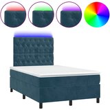  s oprugama i madracem LED tamnoplavi 120 x 190 cm baršun | shoptok.hr