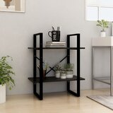 vidaXL Knjižna omara 2-nadstropna črna 60x30x70 cm trdna borovina Cene