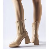 Gemre Beige insulated ankle boots on a chunky heel Adamo | shoptok.hr