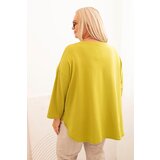 Kesi Włoski Women's Plus Size blouse with cotton, featuring a pocket and rolled sleeves kiwi | Shoptok.si
