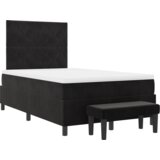 vidaXL škatlasta vzmetnica z vzmetnico in klopjo črna 120x190 cm saten | Shoptok.si