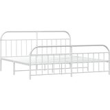  Metalni okvir kreveta uzglavlje i podnožje bijeli 200x200 cm | shoptok.hr