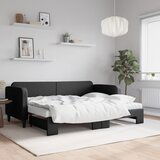  The Living Store Izvlečna dnevna postelja z vzmetnico črna 80x200 cm blago - Izvlečna Dnevna Postelja, (21509081) | Shoptok.si