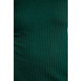 Trendyol Emerald Green Straight Slit Midi Fitted/Fits Body Ribbed Stretch Knit Dress | Shoptok.si