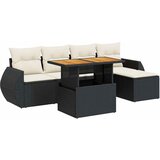  6-dijelni set vrtnih sofa s jastucima crni od poliratana | shoptok.hr