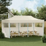 Šator za svadbe - šator za zabave Krema 291 x 580 x 315 cm Oxford tkanina - Krema s dvije bočne zidove Da | shoptok.hr