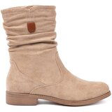 Shelvt Beige ankle boots with a crinkled upper Cene