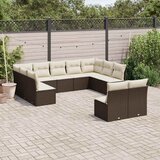  11-dijelni set vrtnih sofa od poliratana s jastucima smeđi | shoptok.hr