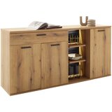 home24 ŠIROKA KOMODA, siva, barve hrasta | Shoptok.si