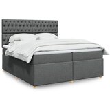 vidaXL Box spring postelja z vzmetnico temno siva 200x200 cm blago | Shoptok.si
