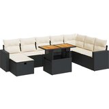 vidaXL 9-dijelni set vrtnih sofa s jastucima crni od poliratana bagrem | shoptok.hr
