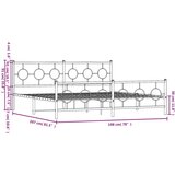 Metalni okvir kreveta uzglavlje i podnožje crni 193x203 cm | shoptok.hr