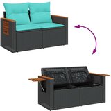  Vrtna garnitura - 7-dijelni set vrtnih sofa od poliratana s jastucima crni bagrem - Crna sa spremištem 1 | shoptok.hr